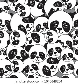 cartoon panda head seamless pattern