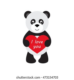 cartoon panda with heart