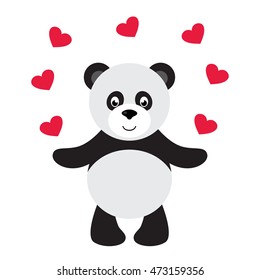 cartoon panda and heart