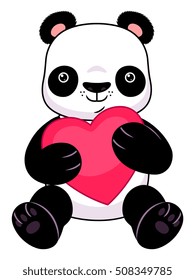 Cartoon panda with heart
