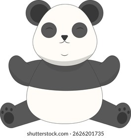 Cartoon Panda Illustration. Cute Animal Pose. Vector Character
