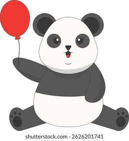 Cartoon Panda Illustration. Cute Animal Pose. Vector Character