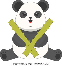 Cartoon Panda Illustration. Cute Animal Pose. Vector Character