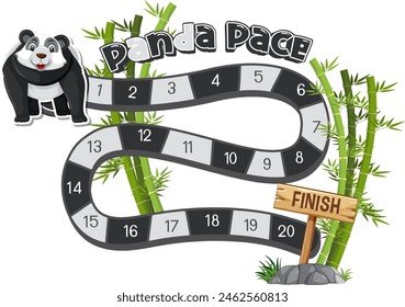 Cartoon panda with numbered racing track