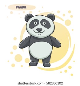 Cartoon panda on a light background. It can be used as a character for postcards or sata about animals.