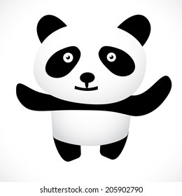 Cartoon panda on white background. Vector illustration.