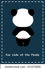 Cartoon panda poster "Far side of the Panda". Funny cards, banners, posters, t-shirt prints