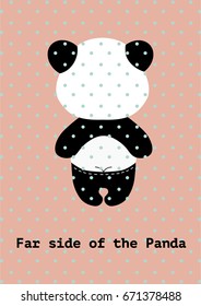 Cartoon panda poster "Far side of the Panda". Funny cards, banners, posters, t-shirt prints

