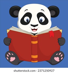 Cartoon panda reading a book character design illustration