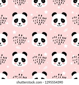 Cartoon panda seamless pattern