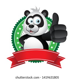 Cartoon Panda showing a thumbs up gesture with thumbs up gesture
