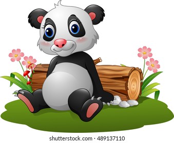 Cartoon panda sitting