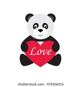 cartoon panda sitting with heart