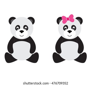 cartoon panda sitting set