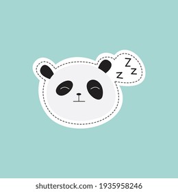 Cartoon panda sleeping - cute sticker of baby animal's head