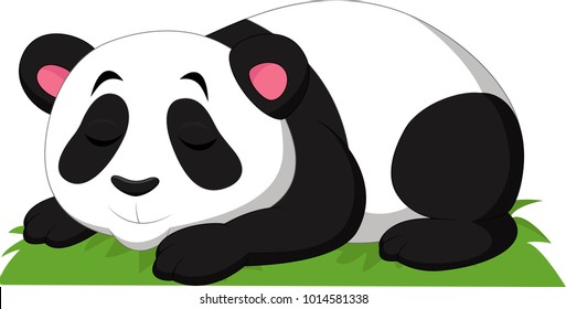 Cartoon panda sleeping isolated on white background
