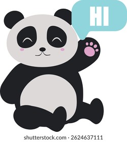 Cartoon Panda mit Sprechblase. Kawaii-Panda, Vektorgrafik.
