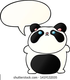 cartoon panda with speech bubble in smooth gradient style