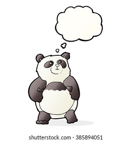 caricatura panda con burbuja de pensamiento