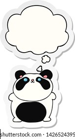 cartoon panda with thought bubble as a printed sticker