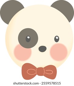 Cartoon panda tied with a red bow