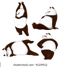 cartoon panda in various poses