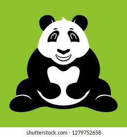 cartoon panda, vector illustration,  flat style, front view