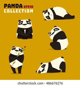 Cartoon panda vector set. 