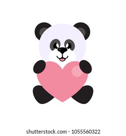 cartoon panda vector sitting with heart