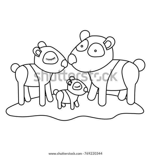 Cartoon Pandas Couple Cub Over Grass Stock Vector Royalty Free 769220344 Shutterstock 