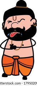 Cartoon Pandit Choking Vector Character Design Illustration