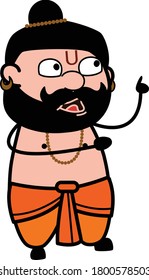 Cartoon Pandit Communicating Vector Character Design Illustration