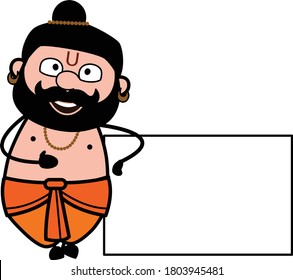 Cartoon Pandit with Empty Banner