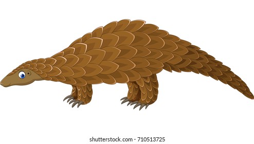 Cartoon pangolin isolated on white background