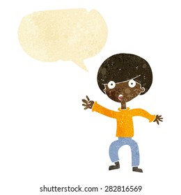 cartoon panicking boy with speech bubble