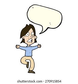 caricatura en pánico con burbuja de habla