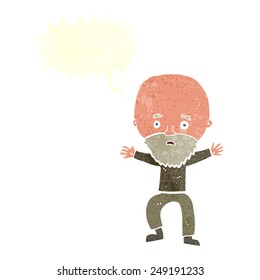 cartoon panicking old man with speech bubble