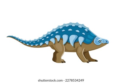 Caricatura Caricatura Panoplosaurus dinosaur. Monstruo prehistórico o reptil, lagarto de época cretácico. Animales de paleontología, aislados herbivoros vectores de dinosaurio blindados personajes cómicos con picos