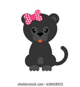 cartoon panther with bow