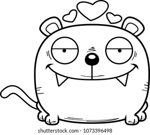 A cartoon panther cub with an in love expression.