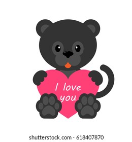 cartoon panther with heart