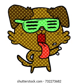 cartoon panting dancing dog