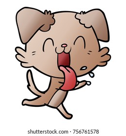 cartoon panting dog running