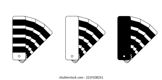 Cartoon Pantone cmyk, pms, rgb guide or colors range toner. For color type: cold or warm, spring, summer, autumn or winter. Color bridge guide set. Fan color palette, book.