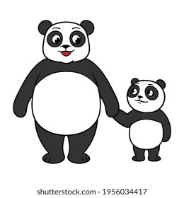 Cartoon Papa Panda and Daughter Illustration