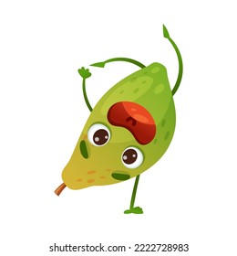 Cartoon Papaya Fruit Somersaulting Cheering Enjoying Summer Season Vector Illustration