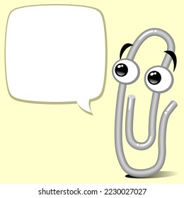 Cartoon paper clip giving advice