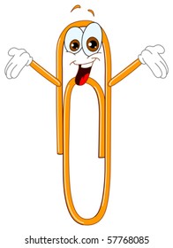 Cartoon paper clip raising his hands