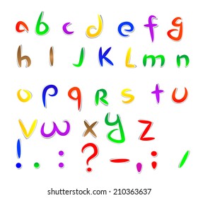 Cartoon paper font. Vector eps 10