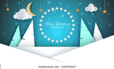 Cartoon paper new year. Merry christmas. Vector eps 10